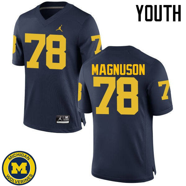 Youth Michigan Wolverines #78 Erik Magnuson Navy Fashion Player Jersey